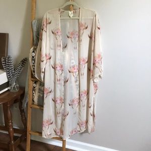 Pink Owl steer head duster, kimono